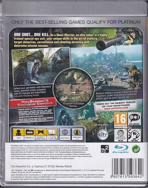 Sniper Ghost Warrior - PS3 - Platinum (B Grade) (Genbrug)